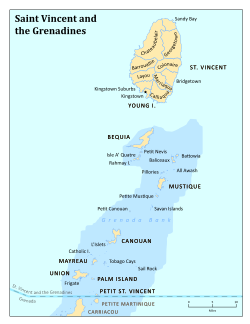 A map of Saint Vincent and the Grenadines