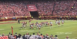 Patrick Mahomes leading the Chiefs offense against the Cleveland Browns, 2021.