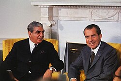 Third president of Pakistan, Yahya Khan, with Richard Nixon in 1970