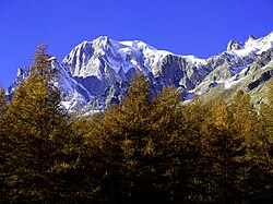 Mont Blanc (Monte Bianco) in Aosta Valley, the highest point in the European Union