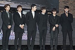 2PM at the Smilegate–JYP Entertainment MoU Signing Ceremony, November 2013