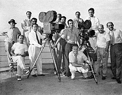 Some of Welles's It's All True film crew at the top of Sugarloaf Mountain, Rio de Janeiro, in early 1942