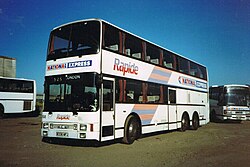 A National Express MCW Metroliner Rapide double-decker bus