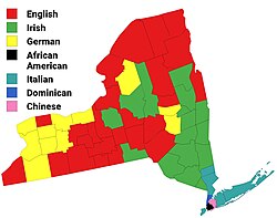 Largest alone or in any combination ethnic origin by county in New York (state), per the 2020 census[158]