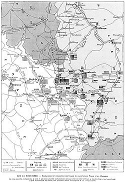 French and German troop dispositions along their common border, 1913