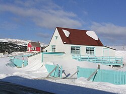 Winters in Saint-Pierre feature windswept snowfalls, 28 January 2005