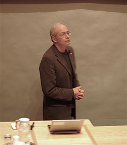 Singer lecturing at Oxford University in 2007