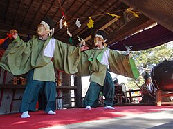 A kagura traditional dance performed at the Yamanashi-oka shrine