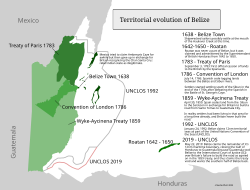 A map of the territorial evolution of Belize
