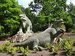 Iguanodon sculptures in Crystal Palace Park