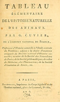Tableau élémentaire de l'histoire naturelle des animaux, 1797