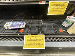 Egg shortage at a local supermarket in Brooklyn, New York in February 2025, caused by the 2020–2025 H5N1 outbreak
