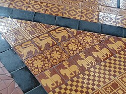 Floor tile inside Rochester Cathedral in Kent, England.