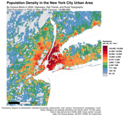 Population density in the New York urban area