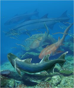 Life restoration of sarcopterygian Sparalepis tingi and other fauna from the Silurian of Yunnan