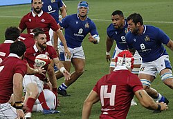 Georgia playing Italy at rugby in the Adjarabet Arena in Batumi