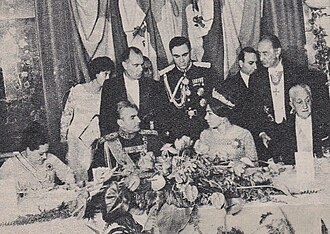 Arturo Illia and Silvia Martorell with the Shah and the Queen consort of Iran.