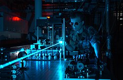 Experiment using a laser