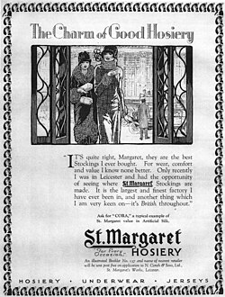 "The charm of good hosiery", N. Corah ad for the St. Margaret hosiery, 1925