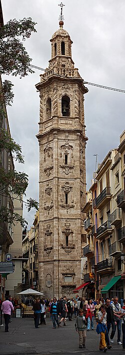 Baroque belfry of the Gothic Santa Catalina Church