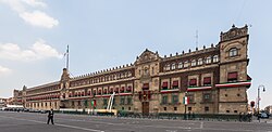 National Palace, Mexico City, built by Hernán Cortés in the Aztec central zone of palaces and temples