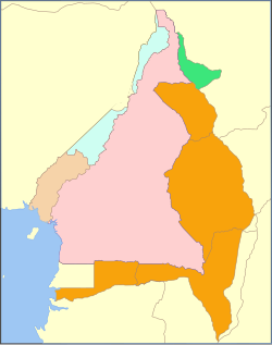 Kamerun, annexed to French Cameroon Kamerun, annexed to British Northern Cameroons Kamerun, annexed to British Southern Cameroons Neukamerun, annexed to French Equatorial Africa Kamerun, annexed to French Chad