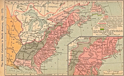 Map of British America showing the original boundaries of the Province of Quebec and its Quebec Act of 1774 post-annexation boundaries