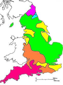 Final post-vocalic /r/ in farmer in English rural dialects of the 1950s[33] [ə] (non-rhotic)