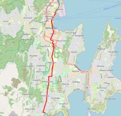 The proposed South Coast light rail, which would have been a line from the Wellington railway station to Island Bay. [47]