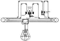 Schematic for a Temperley transporter, a crane for hauling heavy loads, used in early underway replenishment trials in 1898
