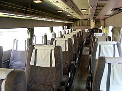 Interiors of coaches include many features not found in buses intended for shorter travel.