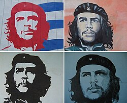 Author Michael Casey notes how Che's image—largely based on Alberto Korda's 1960 photograph Guerrillero Heroico—has become a logo as recognizable as the Nike Swoosh or McDonald's Golden Arches.[230]