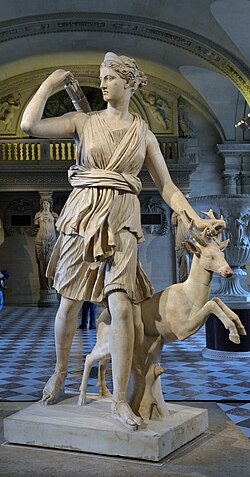 Artemis with a Hind, a Roman copy of an Ancient Greek sculpture, c. 325 BC, by Leochares.