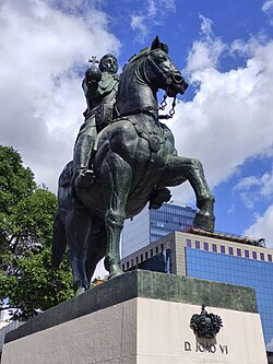 Statue of King John VI in Rio de Janeiro's XV de Novembro Square.