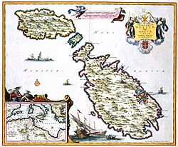 Map of Malta and Gozo produced by Dutch cartographer Nicolaes Visscher II around 1690