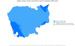 Köppen climate classification map of Cambodia