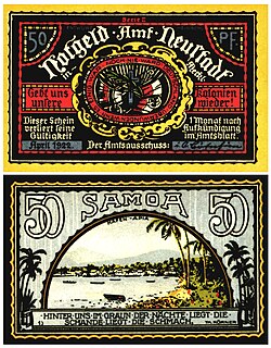 Notgeld of 1922, "Give us our colonies back! – Samoa."