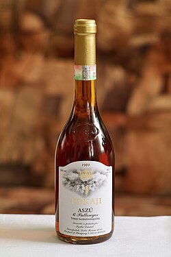 The famous Tokaji wine. It was called Vinum Regum, Rex Vinorum ("Wine of Kings, King of Wines") by Louis XIV of France.