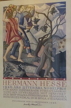 The Nobel diploma awarded to Hermann Hesse in 1946