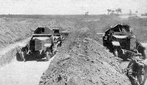 RNAS armoured cars during the Battle of Gallipoli, 1915.
