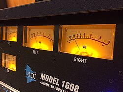 VU meters on an API recording console.