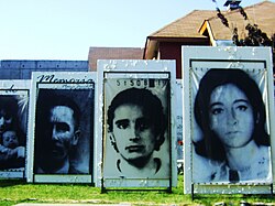 Disappeared people in art at Parque por la Paz at Villa Grimaldi in Santiago de Chile