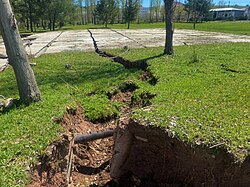 Cracked land after the earthquake in Gölbaşı, Adıyaman Province