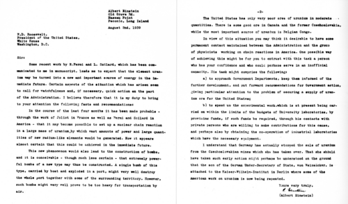 Facsimile of the Einstein–Szilard letter