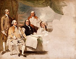 Treaty of Paris, by Benjamin West (1783), an unfinished painting of the American diplomatic negotiators of the Treaty of Paris which brought official conclusion to the Revolutionary War and gave possession of Michigan and other territory to the new United States