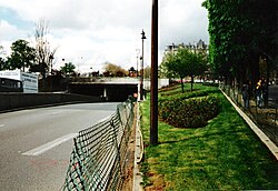 The entrance to the Pont de l'Alma tunnel, the site where the car carrying Diana, Princess of Wales, hit a Fiat and then the wall. There was no proper barrier and this contributed to her death.