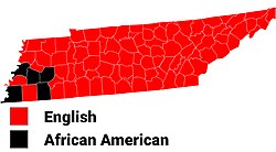 Largest alone or in any combination ethnic origin by county in Tennessee, per the 2020 census[281]