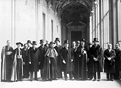 Vatican and Italian delegations prior to signing the Lateran Treaty