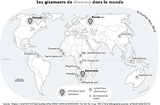 Main diamond producing countries (in French)