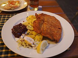 Wiener schnitzel, a popular Viennese dish